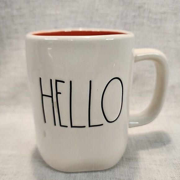 Rae Dunn Mug HELLO Artisan Collection by Magenta White / Orange Fall Mug - Picture 2 of 16